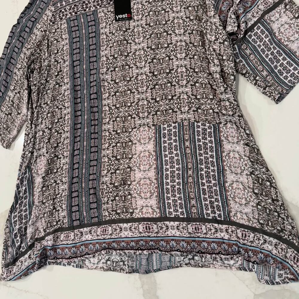 Yesta by X Two NWT Plus Size 3/4 Sleeve Tunic Top Womens 20 Lined Paisley Floral - Picture 2 of 9
